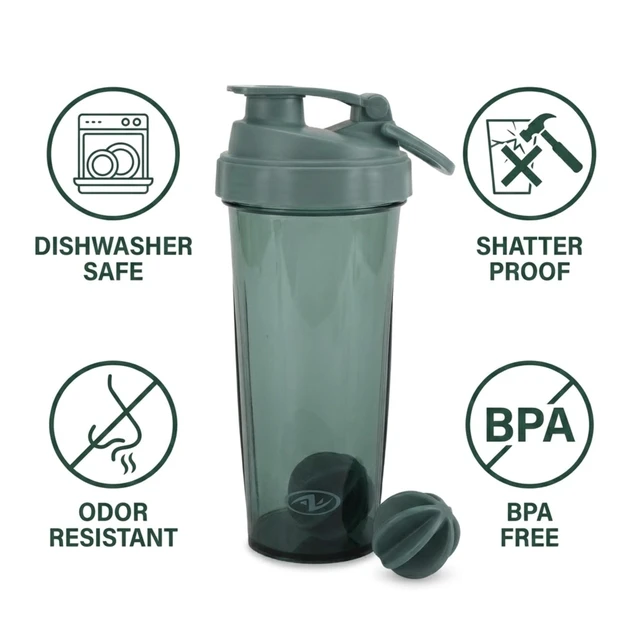 Alt view image 6 of 6 - Athletic Works 24 oz Gray Tinted Fitness Shaker Bottle - Tritan, Bpa-Free