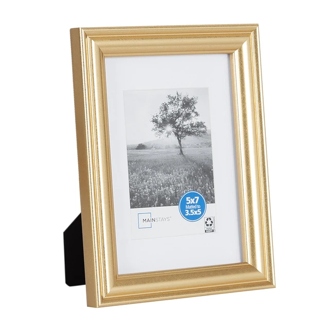 Alt view image 2 of 6 - Mainstays 5 x 7 Picture Frame, Gold Traditional Tabletop or Wall Display