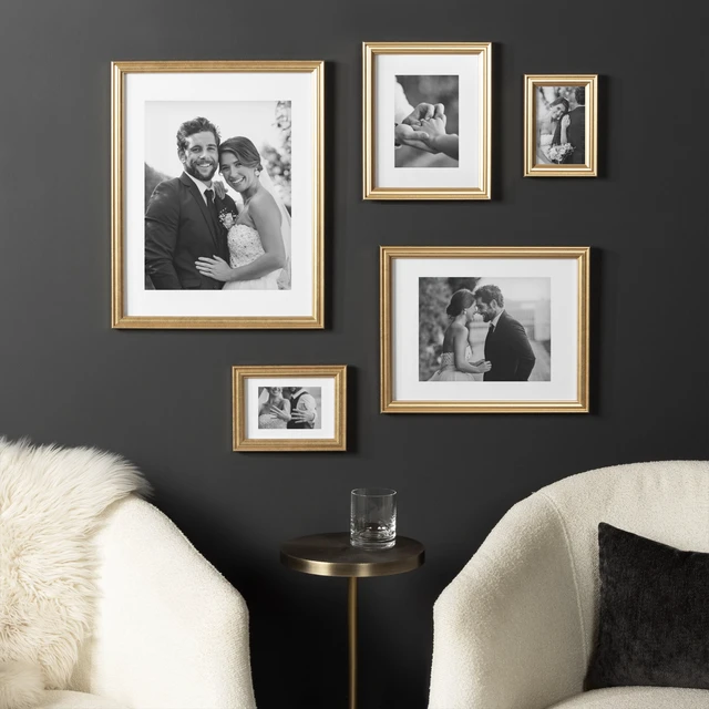 Alt view image 5 of 6 - Mainstays 5 x 7 Picture Frame, Gold Traditional Tabletop or Wall Display