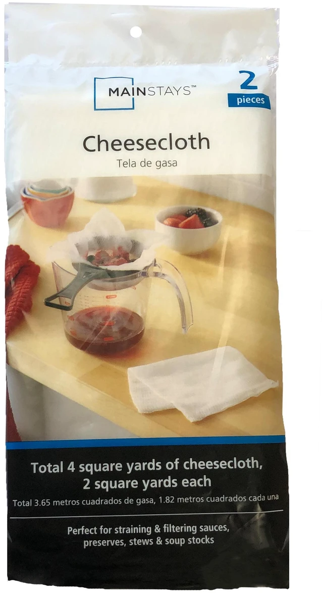 Alt view image 2 of 5 - Mainstays 100% Cotton Cheesecloth, 4 Square Yards, Reusable Mesh Straining Cloth for Cheese Making, Canning, Homemade Nut Milk & Cooking