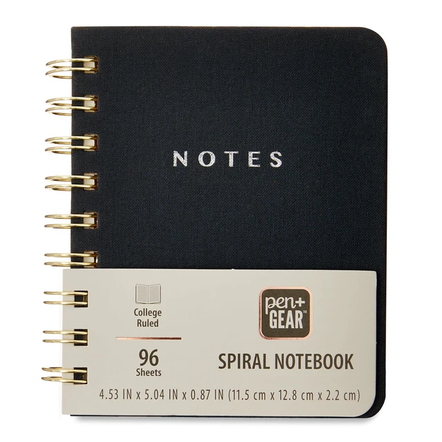 Alt view image 4 of 5 - Pen+Gear Small Memo Spiral Notepad, 4 x 5 Inch, 192 Ruled Pages, Twin-Wire Binding, Hard Cover, Black