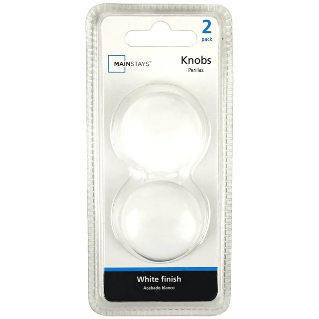 Alt view image 4 of 4 - Mainstays, 34mm Diameter Cabinet Knob Ceramic White with 2 Screws 2 Pieces