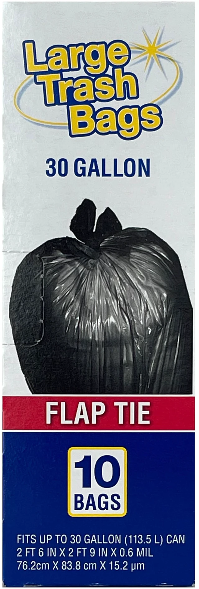 Alt view image 2 of 7 - (3 pack) Basic Large Trash Bags, 30 Gallon, Flap Tie, 10 Bags
