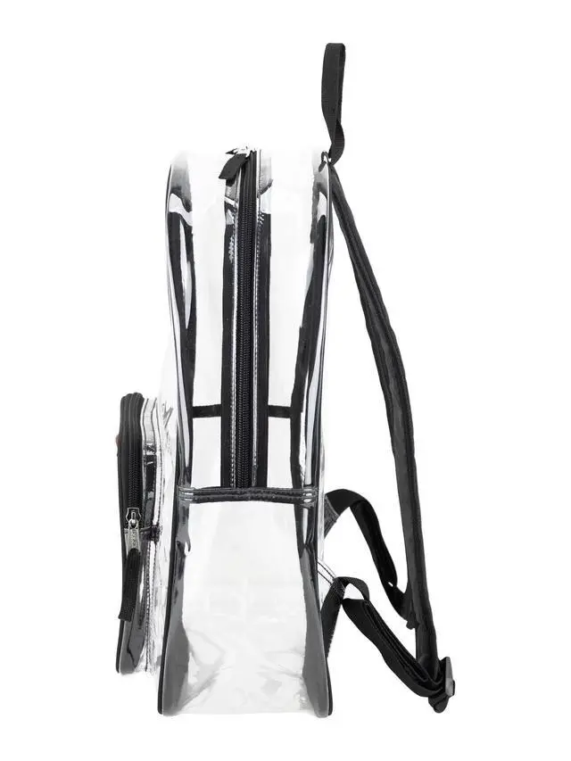 Alt view image 4 of 5 - Eastsport Clear PVC Backpack,Transparent School Travel Daypack,Spacious Main Compartment & Front Zipper Pocket,Adjustable Padded Shoulder Straps,16"x11.25"x5" SeeThrough Backpack