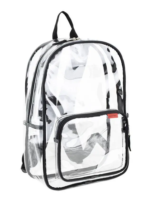 Alt view image 2 of 5 - Eastsport Clear PVC Backpack,Transparent School Travel Daypack,Spacious Main Compartment & Front Zipper Pocket,Adjustable Padded Shoulder Straps,16"x11.25"x5" SeeThrough Backpack