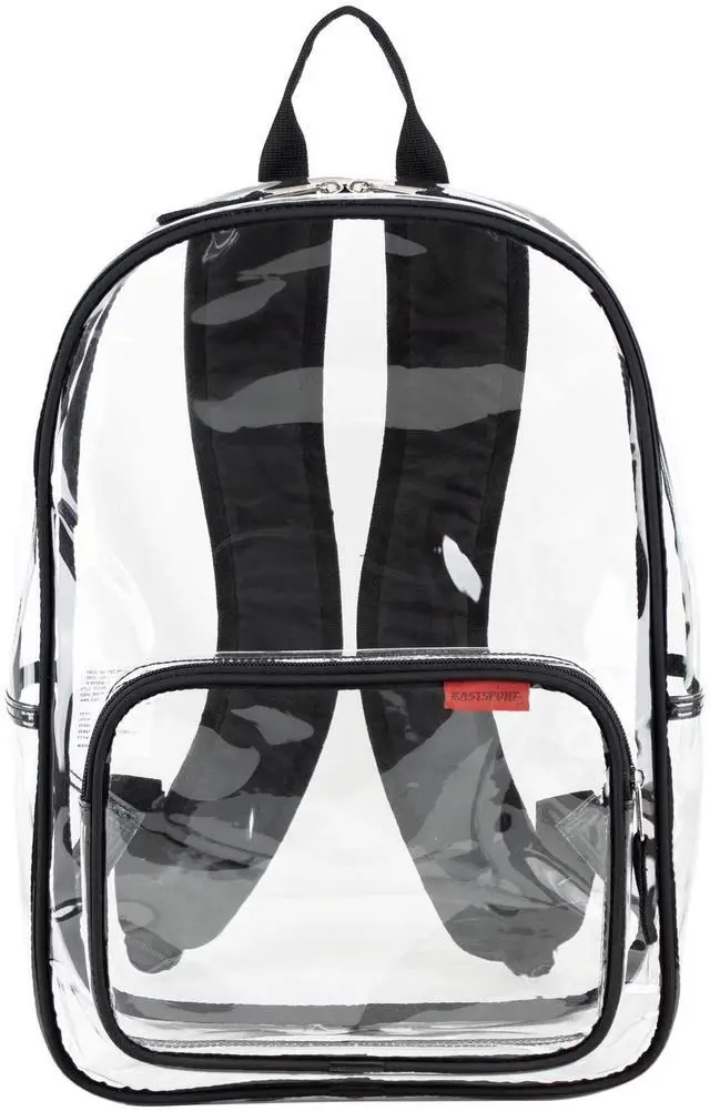 Main image of Eastsport Clear PVC Backpack,Transparent School Travel Daypack,Spacious Main Compartment & Front Zipper Pocket,Adjustable Padded Shoulder Straps,16"x11.25"x5" SeeThrough Backpack