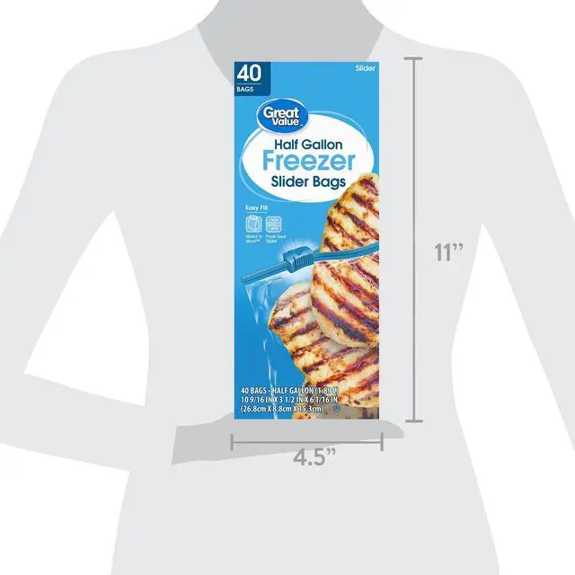 Alt view image 4 of 5 - HalfGallon Freezer Slide Storage Bags,40Pack Clear Plastic Food Bags,Slide Zipper Secure Seal,SelfStanding Expandable Bottom for Meal Prep, Leftovers & Kitchen Organization