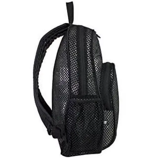 Alt view image 3 of 4 - Lightweight Polyester Mesh Backpack,DualCompartment Daypack With 2 Side Pockets,Adjustable Padded Shoulder Straps for School,Concerts & Summer Outdoor Activities