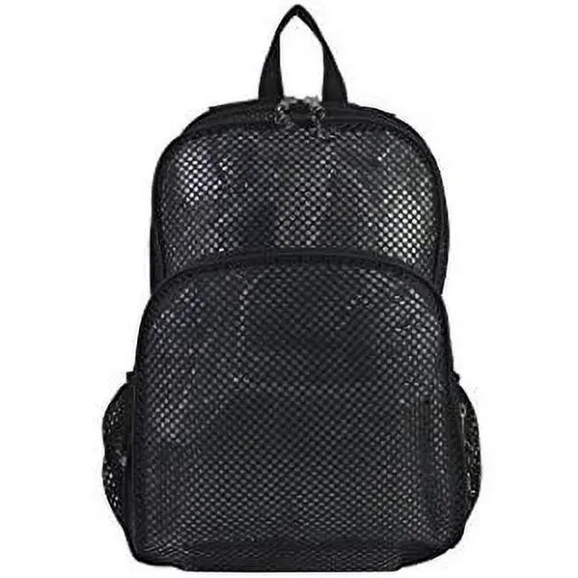 Alt view image 2 of 4 - Lightweight Polyester Mesh Backpack,DualCompartment Daypack With 2 Side Pockets,Adjustable Padded Shoulder Straps for School,Concerts & Summer Outdoor Activities