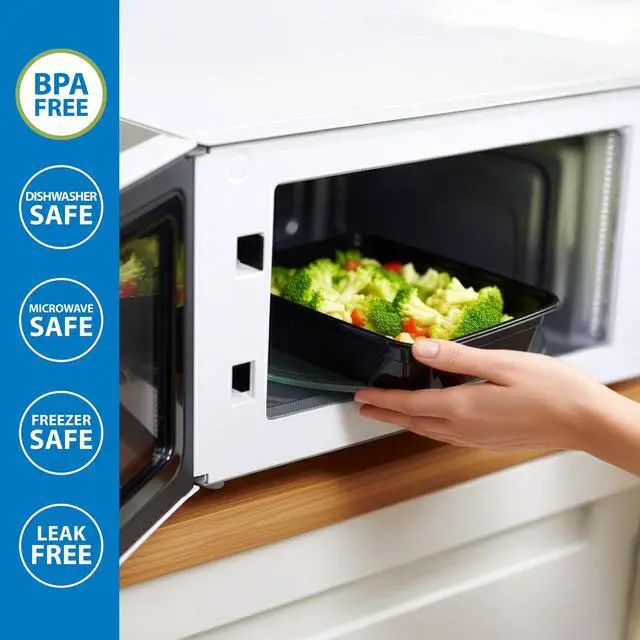 Alt view image 5 of 7 - 10Pack BPAFree Meal Prep Food Storage Containers,5 SingleCompartment Boxes With Lids,LeakResistant Stackable Microwave Freezer DishwasherSafe Lunch Boxes