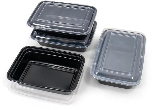 Alt view image 3 of 7 - 10Pack BPAFree Meal Prep Food Storage Containers,5 SingleCompartment Boxes With Lids,LeakResistant Stackable Microwave Freezer DishwasherSafe Lunch Boxes