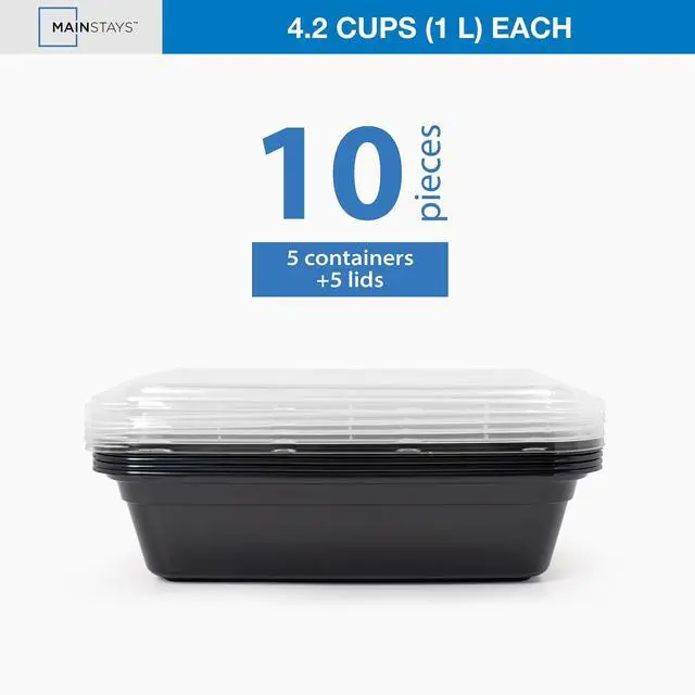Main image of 10Pack BPAFree Meal Prep Food Storage Containers,5 SingleCompartment Boxes With Lids,LeakResistant Stackable Microwave Freezer DishwasherSafe Lunch Boxes