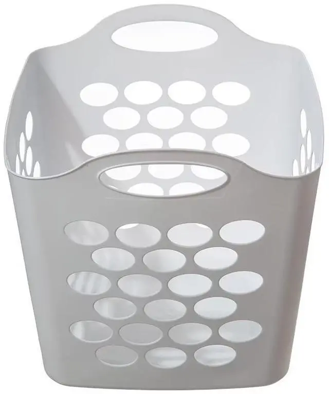 Alt view image 6 of 7 - Mainstays Flexible Square Plastic Laundry Basket,0.7 Bushel Clothes Hamper With 2 Reinforced Sturdy Handles,Vented MoldResistant Storage Bin for Bedroom,Closet,Laundry Room & Bathroom,15.3"x14.9"x14.