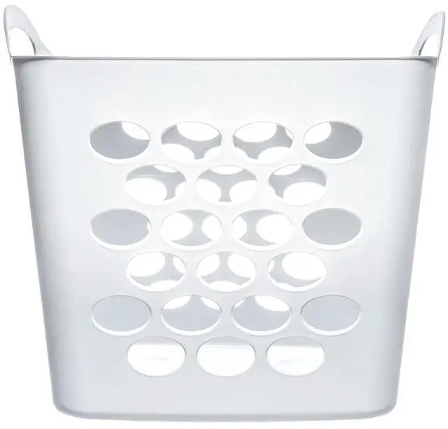 Alt view image 5 of 7 - Mainstays Flexible Square Plastic Laundry Basket,0.7 Bushel Clothes Hamper With 2 Reinforced Sturdy Handles,Vented MoldResistant Storage Bin for Bedroom,Closet,Laundry Room & Bathroom,15.3"x14.9"x14.