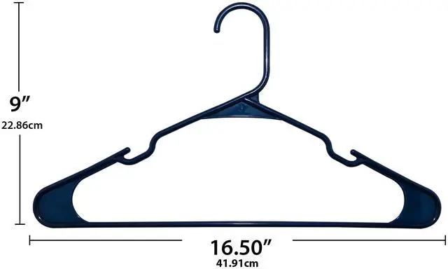 Alt view image 5 of 7 - Mainstays 50Pack Sapphire Blue Plastic Clothes Hangers,Notched Shoulder Design,100% Polypropylene Clothing Hangers for Adult & Teen Shirts,Jackets,Closet & Laundry Room Storage
