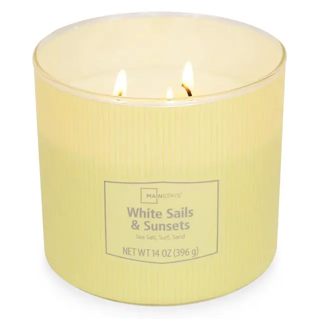 Alt view image 2 of 6 - 3Wick Scented Jar Candle,14 oz White Sails and Sunsets Fragrance,ParaffinBlend Wax,65Hour Burn Time,Decorative Textured Wrap for Home Living Room Bedroom Decor