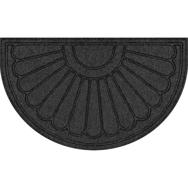 Alt view image 5 of 6 - 18" x 30" Gray Sunburst Utility Door Mat,Absorbent Polyester Floor Rug,NonSlip Rubber Backing,LowProfile StainResistant IndoorOutdoor Entryway Doormat