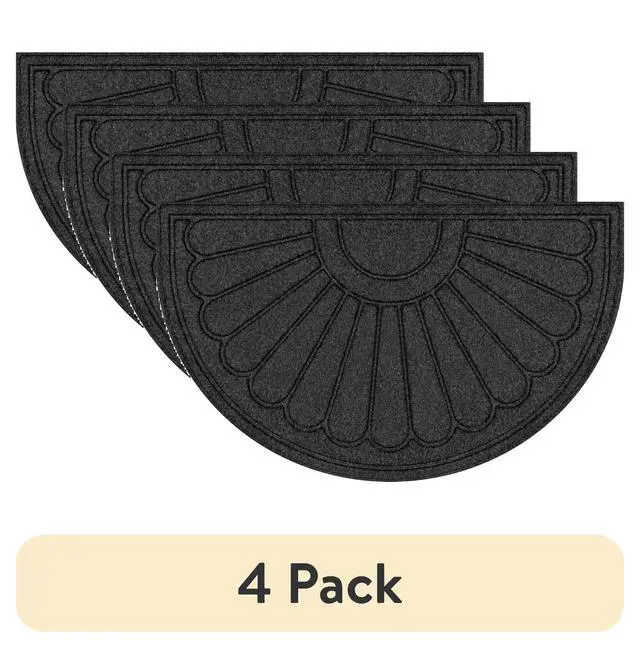Alt view image 6 of 6 - 18" x 30" Gray Sunburst Utility Door Mat,Absorbent Polyester Floor Rug,NonSlip Rubber Backing,LowProfile StainResistant IndoorOutdoor Entryway Doormat