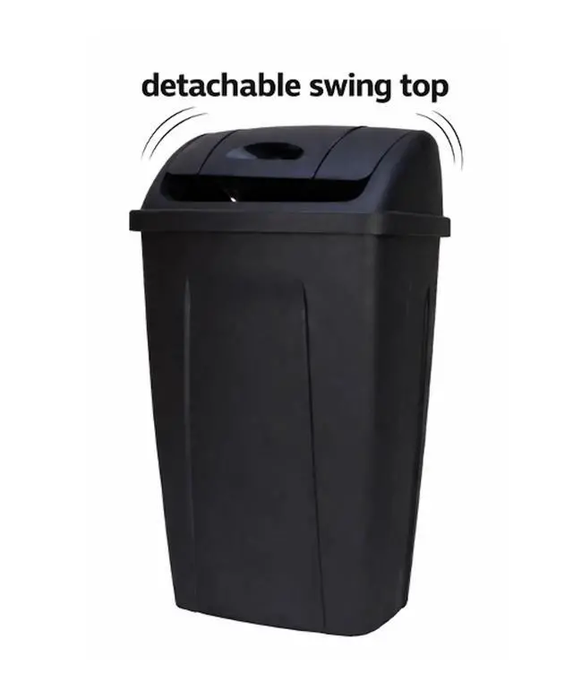 Alt view image 9 of 11 - Kitchen Trash Can, 13 Gallon Plastic Garbage Bin with Swing Top Lid, Black