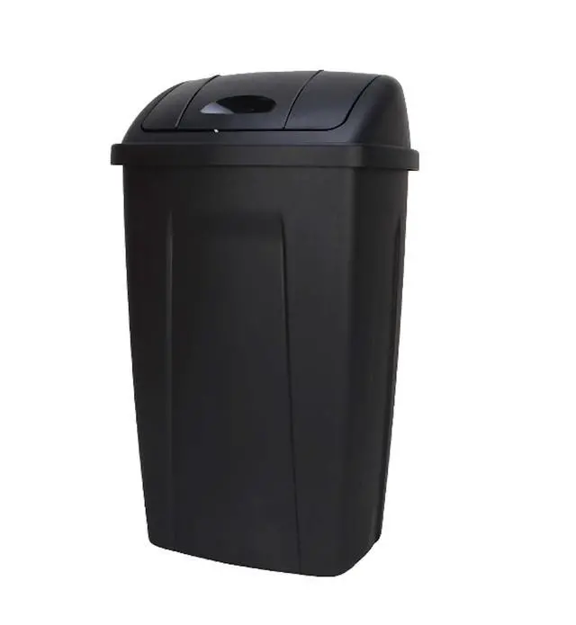 Alt view image 7 of 11 - Kitchen Trash Can, 13 Gallon Plastic Garbage Bin with Swing Top Lid, Black