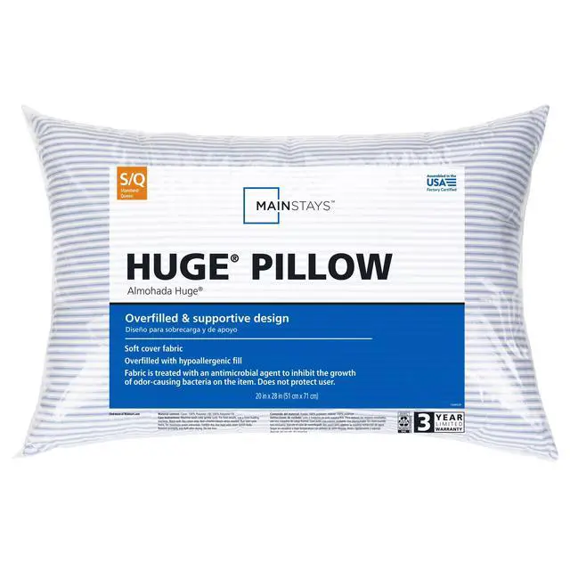Alt view image 2 of 6 - Standard/Queen Size Firm Bed Pillow,20"x28" Overfilled Support Pillow,Gusseted Microfiber Shell,Hypoallergenic Antimicrobial MachineWashable Sleeping Pillow for Side & Back Sleepers