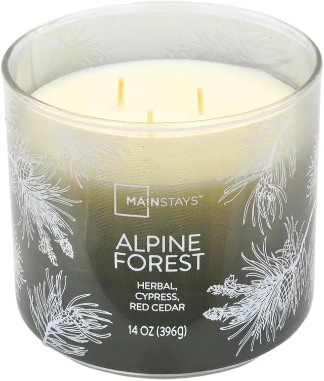 Main image of 3Wick Scented Jar Candle,Alpine Forest Woodsy Fragrance,ParaffinBlend Wax,4060 Hour Burn Time,Green Ombre Decorative Candle With Metal Lid for Home Decor