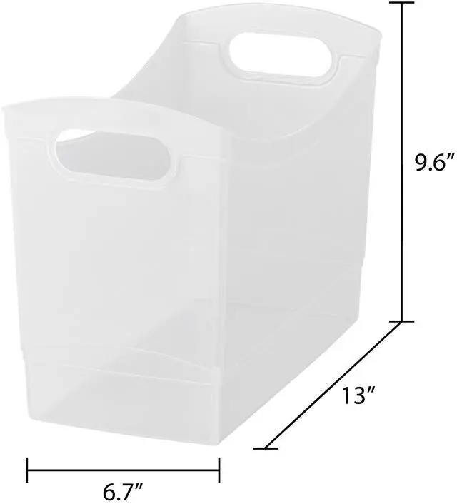 Alt view image 5 of 13 - 12 Quart Clear Narrow Plastic Storage Bin,OpenTop Stackable Organizer Container With BuiltIn Handles,for Pantry,Office,Toys & Household Supplies,12.9"×6.7"×9.6"