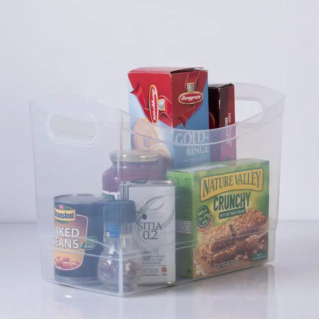 Alt view image 7 of 13 - 12 Quart Clear Narrow Plastic Storage Bin,OpenTop Stackable Organizer Container With BuiltIn Handles,for Pantry,Office,Toys & Household Supplies,12.9"×6.7"×9.6"