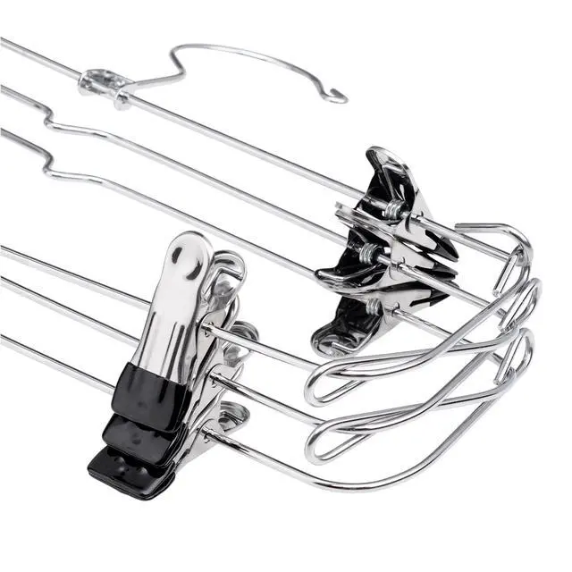 Alt view image 2 of 6 - 6Tier Metal Pants & Skirt Hanger,ChromeFinished Cascading Closet Organizer,Adjustable RubberCoated Clips,Swivel Hook SpaceSaving MultiGarment Hanger,14 Inch Wide