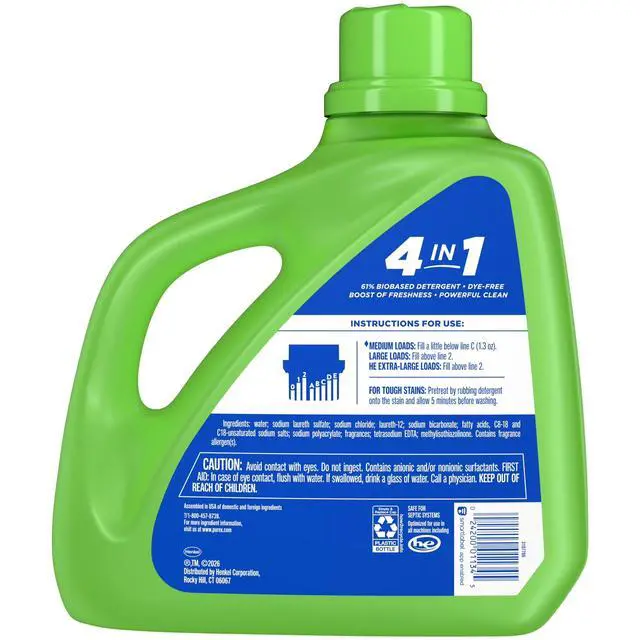 Alt view image 7 of 7 - Purex Natural Elements Fresh Lilies & Linen Liquid Laundry Detergent,150 fl oz115 Loads,DyeFree PlantBased Stain Remover,Gentle on Skin,HESafe for All Fabrics