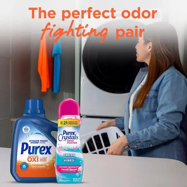 Alt view image 6 of 7 - Purex Advanced Oxi Odor Fighter Liquid Laundry Detergent,Fresh Morning Scent,128 fl oz85 Loads,OxiPowered Stain & Odor Remover,Brightening,HESafe for All Fabrics