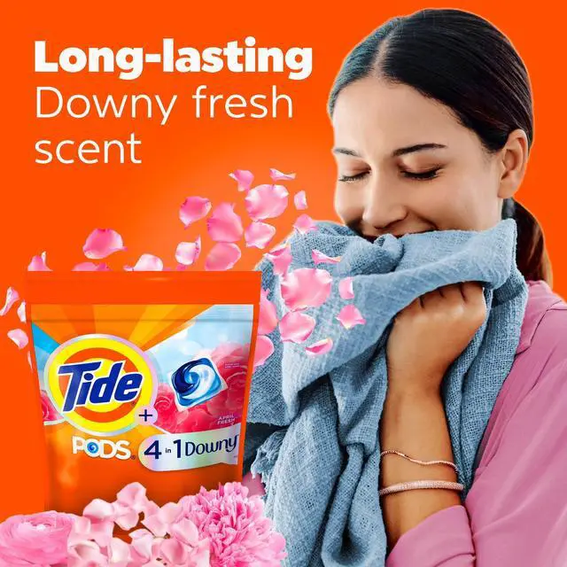 Alt view image 2 of 6 - Tide PODS Laundry Detergent Pacs,11Count With Downy April Fresh Scent,4in1 Stain Remover & Fabric Softener,40% Extra Cleaning Power,ColdWater & HESafe Laundry Pods