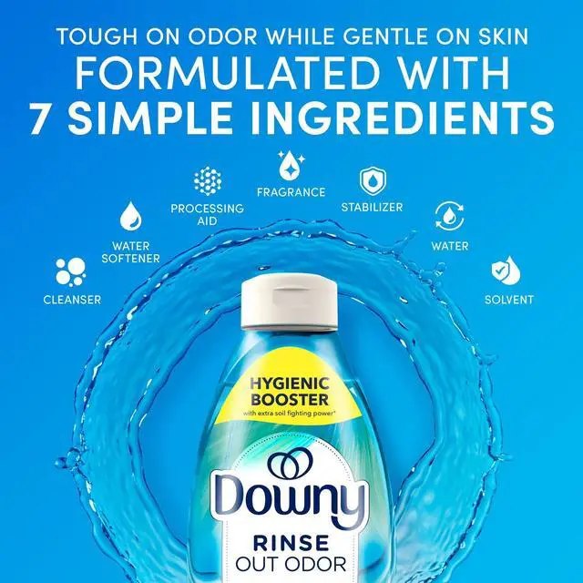 Main image of Downy RinseOut Odor Laundry Rinse,16 fl oz Cool Cotton Scent,DeepCleaning OdorEliminating Laundry Booster,NoSoak Residue Remover,HESafe For All Washable Fabrics
