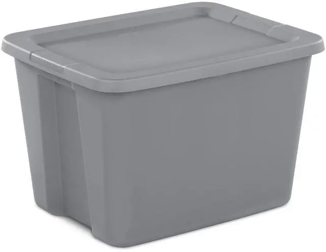 Alt view image 2 of 13 - Sterilite 18 Gallon Gray Plastic Storage Tote With SnapOn Lid,Stackable Organizer Bin,Textured Integrated Handles,BPAFree,For Garage,Dorm,Seasonal Gear & Games