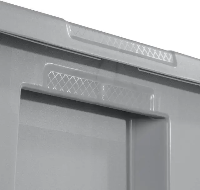 Alt view image 7 of 13 - Sterilite 18 Gallon Gray Plastic Storage Tote With SnapOn Lid,Stackable Organizer Bin,Textured Integrated Handles,BPAFree,For Garage,Dorm,Seasonal Gear & Games