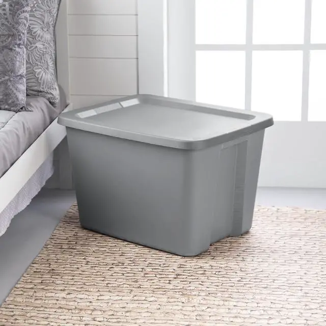 Main image of Sterilite 18 Gallon Gray Plastic Storage Tote With SnapOn Lid,Stackable Organizer Bin,Textured Integrated Handles,BPAFree,For Garage,Dorm,Seasonal Gear & Games