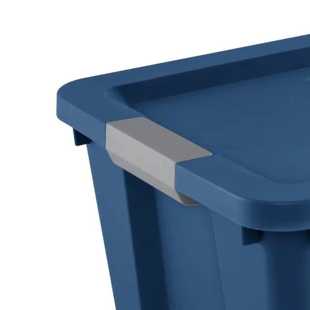 Alt view image 7 of 7 - Sterilite 20 Gallon Blue Plastic LatchTote Storage Bin,Stackable Organizer Box With Secure Latching Lid,ComfortGrip Handles,BPAFree,For Garage,Seasonal & Sports Gear