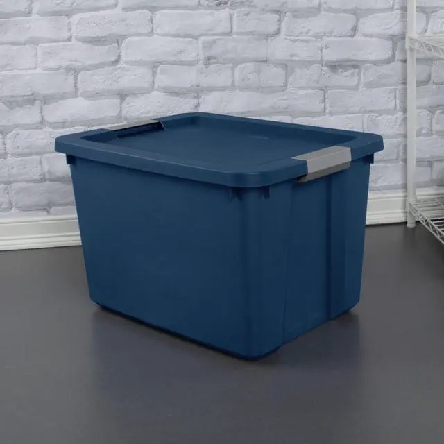 Alt view image 3 of 7 - Sterilite 20 Gallon Blue Plastic LatchTote Storage Bin,Stackable Organizer Box With Secure Latching Lid,ComfortGrip Handles,BPAFree,For Garage,Seasonal & Sports Gear