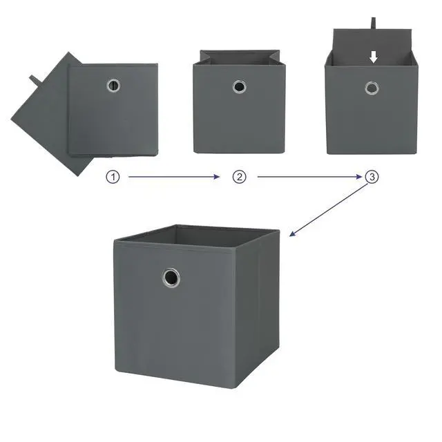 Alt view image 4 of 6 - Mainstays Collapsible Fabric Storage Cube Bins,10.5"x10.5"x10.75",Durable Polyester Organizer Bin,MetalGrommet Handle,FoldFlat,For Cube Shelves,Clothes,Books & Dorm