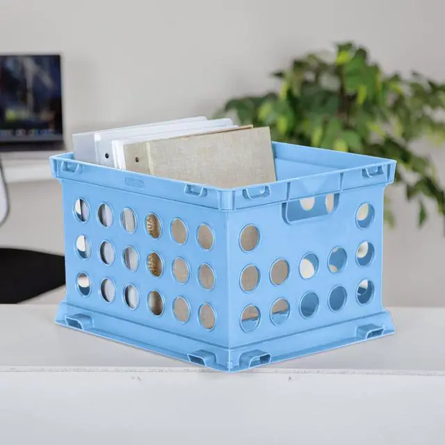 Alt view image 4 of 12 - Sterilite OpenTop Plastic File Storage Crate,Stackable Organizer Bin,Fits Letter & LegalSize Hanging Folders,CarryThrough Handles,BPAFree,For Office,Dorm & School Supplies