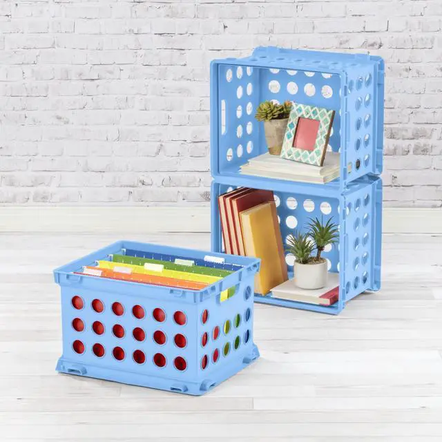 Alt view image 3 of 12 - Sterilite OpenTop Plastic File Storage Crate,Stackable Organizer Bin,Fits Letter & LegalSize Hanging Folders,CarryThrough Handles,BPAFree,For Office,Dorm & School Supplies