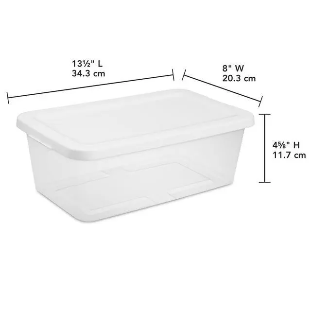 Alt view image 2 of 7 - Sterilite 10Pack 6 Quart Clear Plastic Storage Boxes With White SnapOn Lids,Stackable Organizer Bins,Clear Base For Quick View,BPAFree,Shoe,Craft & Closet Shelf Storage