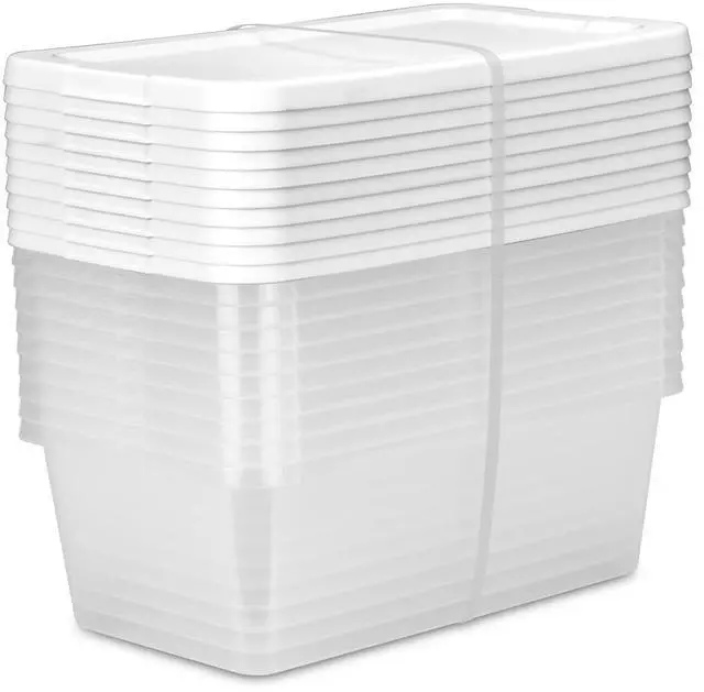 Main image of Sterilite 10Pack 6 Quart Clear Plastic Storage Boxes With White SnapOn Lids,Stackable Organizer Bins,Clear Base For Quick View,BPAFree,Shoe,Craft & Closet Shelf Storage