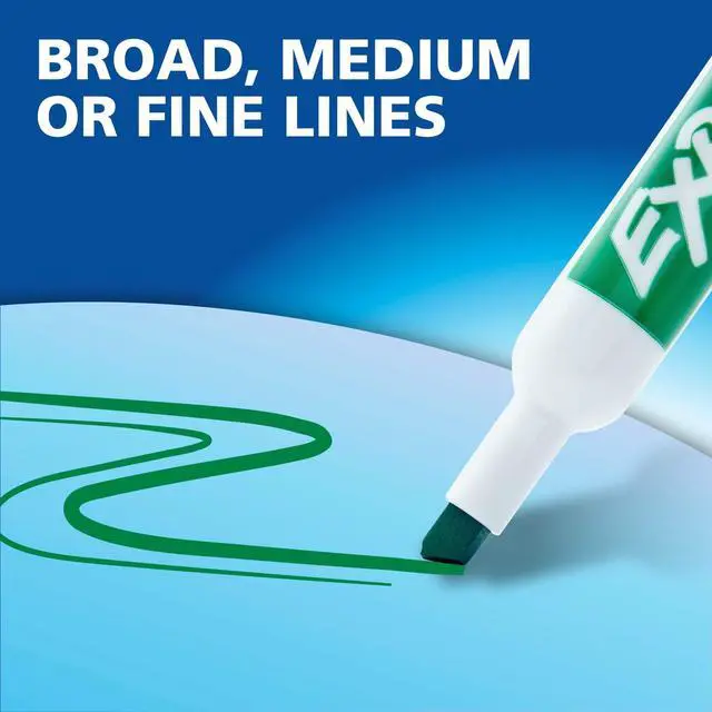 Alt view image 4 of 7 - EXPO DryErase Markers,4Count Assorted Colors,Chisel Tip,LowOdor Vibrant Ink,Writes On Whiteboard,Glass & Acrylic,EasyErase For Classroom,Office & Home
