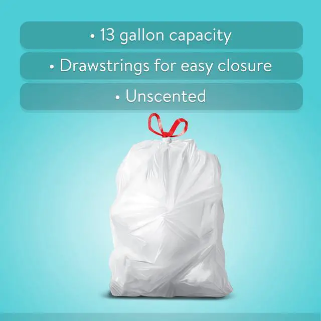 Alt view image 3 of 6 - Great Value 13 Gallon Tall Kitchen Trash Bags,80Count White Unscented Garbage Bags,Drawstring Closure,PunctureResistant Plastic,For Household Daily Waste Disposal