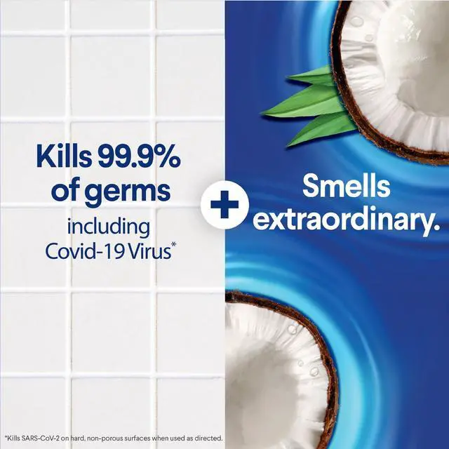 Alt view image 4 of 7 - Clorox Scentiva MultiSurface Disinfecting Spray,Coconut & Waterlily Scent,BleachFree,Kills 99.9% Germs Including COVID19,AllPurpose Household Cleaner For Kitchen & Bathroom