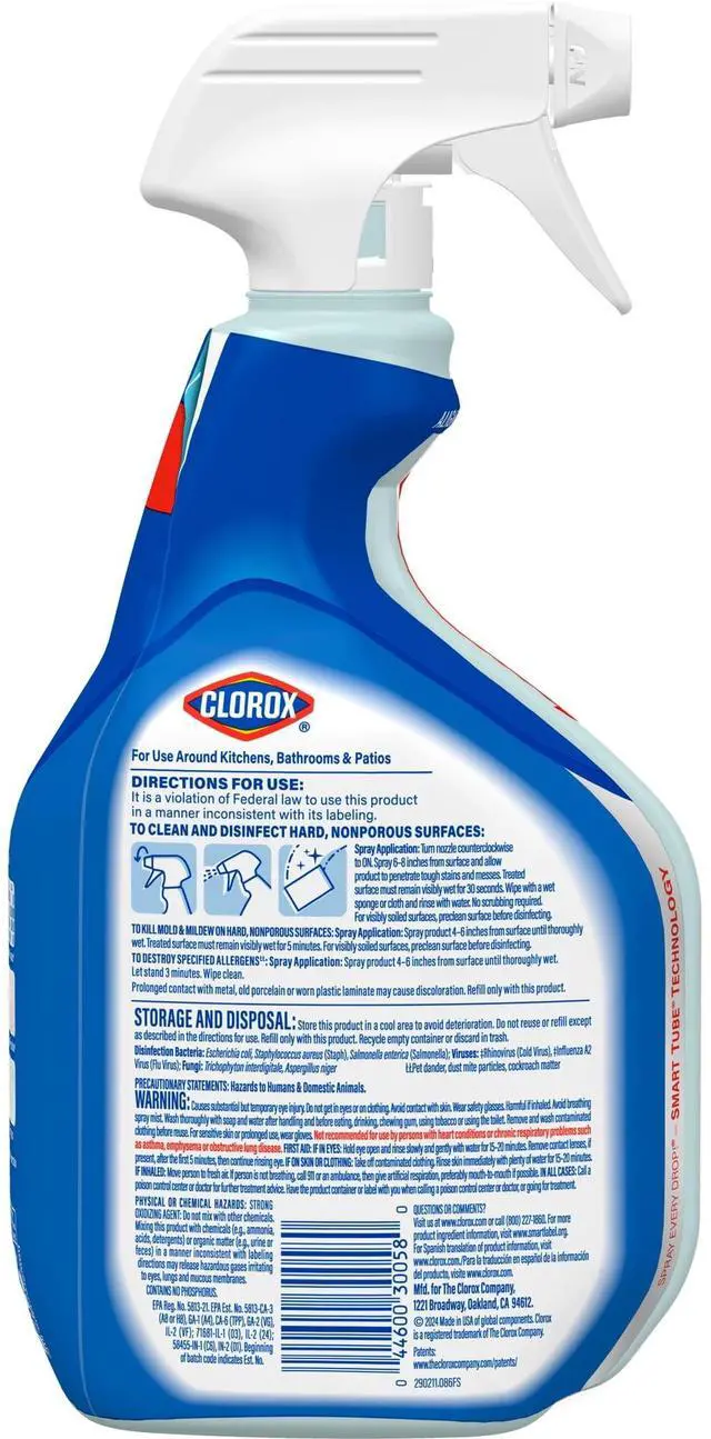 Alt view image 4 of 7 - Clorox CleanUp MultiSurface Cleaner Spray With Bleach, 32 fl oz, Rain Clean Scent, Kills 99.9% Germs & COVID19, Removes Mold, Mildew & Household Allergens