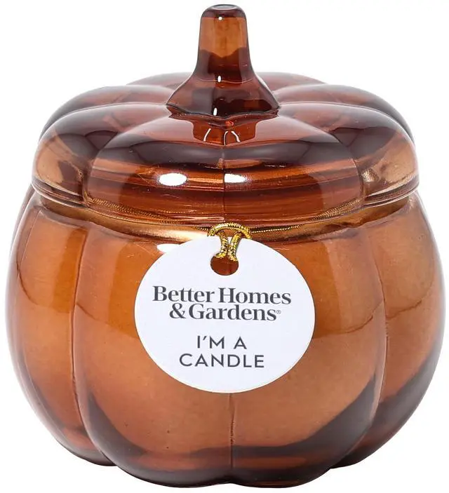 Alt view image 2 of 7 - Better Homes & Gardens Farm Apple Pumpkin Scented Jar Candle,5 oz,Single CottonWick ParaffinBlend Wax,PumpkinShaped Glass Jar,Fall Home Decor,AppleCinnamonMapleButter Autumn Fragrance