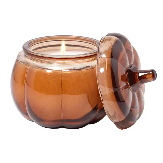 Alt view image 4 of 7 - Better Homes & Gardens Farm Apple Pumpkin Scented Jar Candle,5 oz,Single CottonWick ParaffinBlend Wax,PumpkinShaped Glass Jar,Fall Home Decor,AppleCinnamonMapleButter Autumn Fragrance