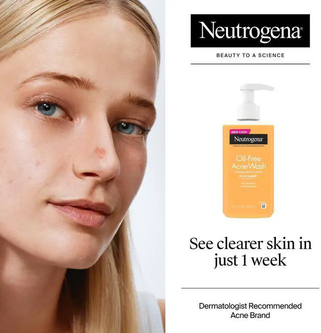 Alt view image 2 of 7 - Neutrogena OilFree Acne Wash Facial Cleanser,9.1 fl oz,2% Salicylic Acid & MicroClear Technology,Daily Acne Treatment Face Wash For Teens & Adults,Targets Breakouts,Blemishes & Blackheads